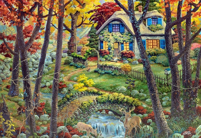 Drewniane puzzle domek w lesie 2w1
