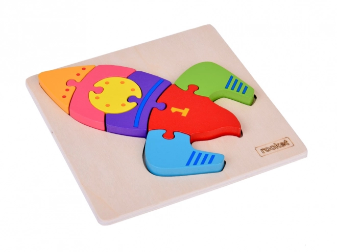 Drewniane puzzle Montessori rakieta