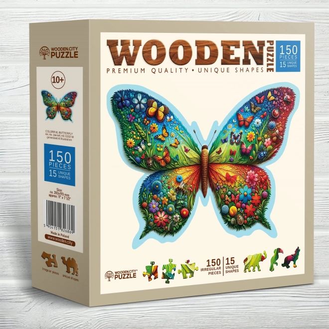Drewniane puzzle Kolorowy Motyl 150 elementów