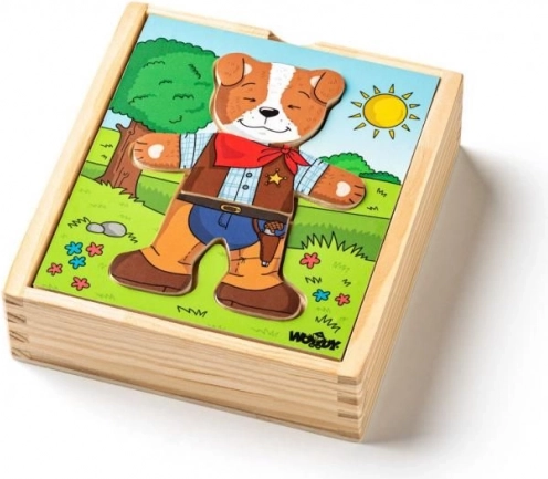 Drewniane ubierankowe puzzle piesek