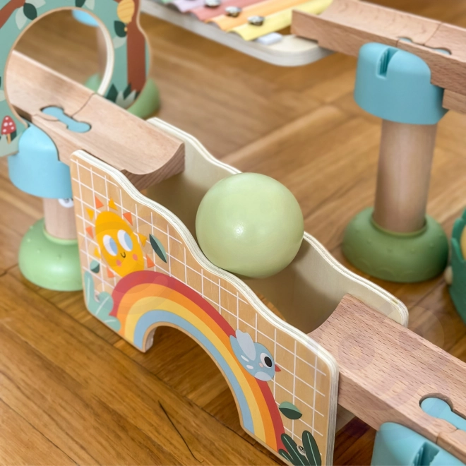 Drewniana kulkowa ścieżka z ksylofonem Tooky Toy 44 szt.