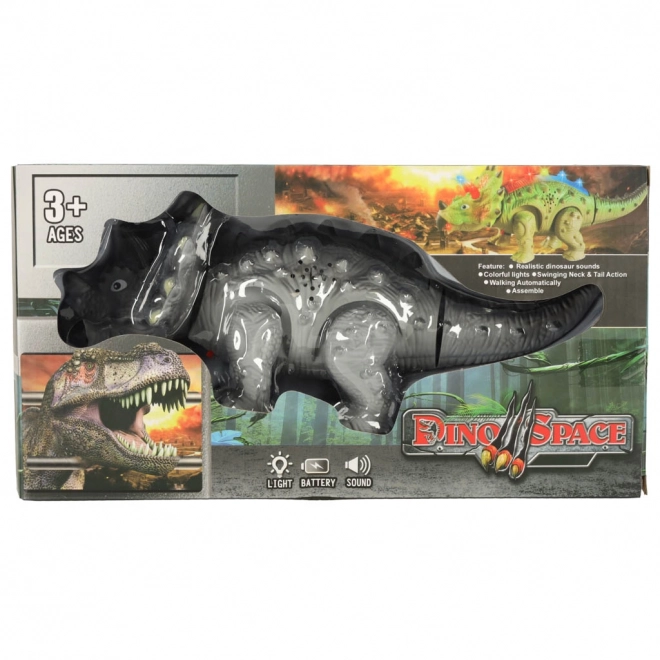 Dinozaur Triceratops na baterie Interaktywna zabawka chodzi, świeci, ryczy
