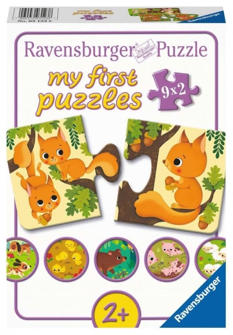RAVENSBURGER Moje pierwsze puzzle – zwierzątka i młode, 9×2 elementów