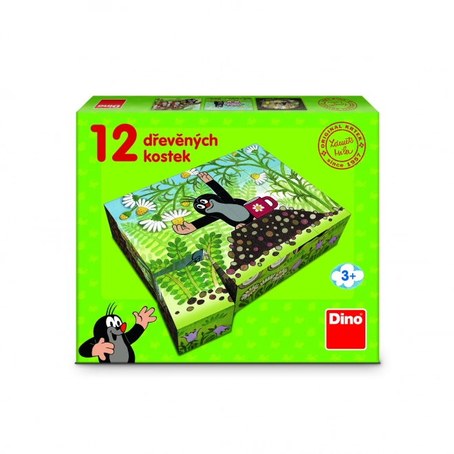 Klocki kubus Krecik i przyjaciele drewno 12szt w pudełku 21x18x4cm