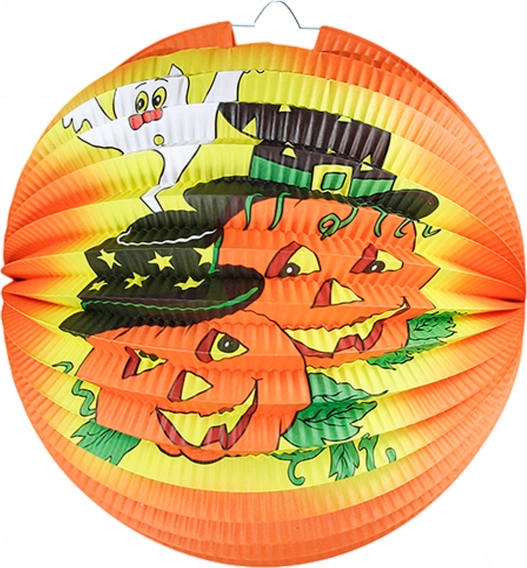 Lampion Halloween z motywem wesołych dyń