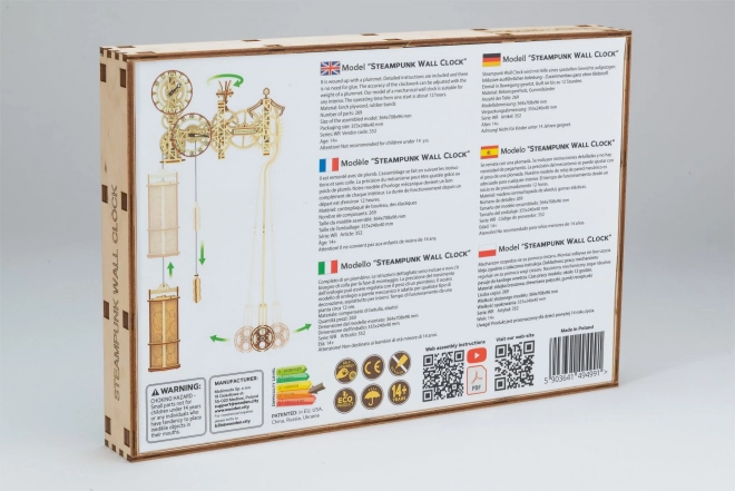 WOODEN CITY 3D puzzle Steampunk zegar ścienny 269 części