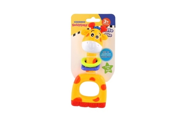 Grzechotka/gryzak/piszczelka żyrafa plastik 7x16cm na karcie 3m+