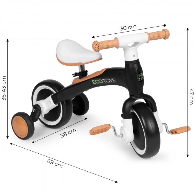 Rowerek biegowy z pedałami 3w1 czarny ECOTOYS
