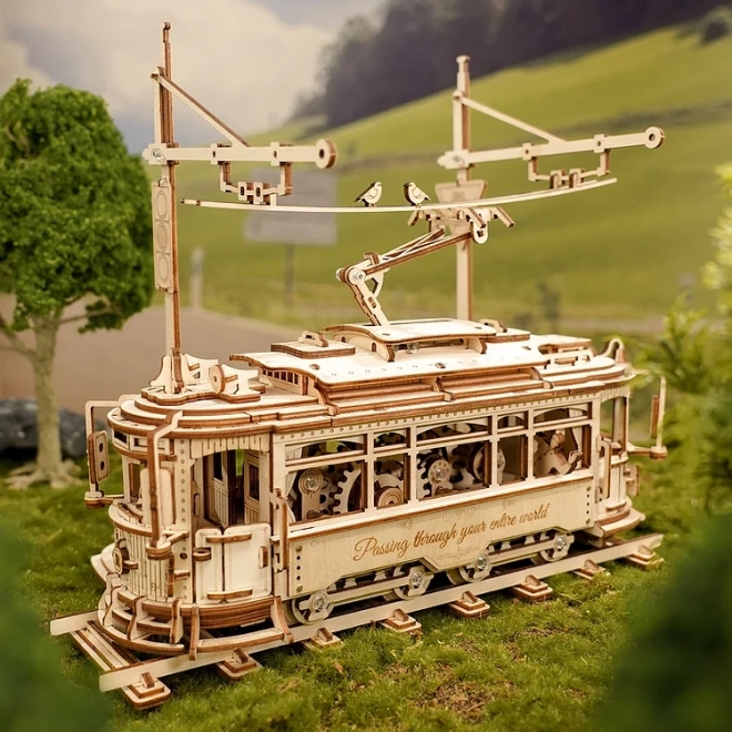 RoboTime 3D drewniane mechaniczne puzzle Tramwaj