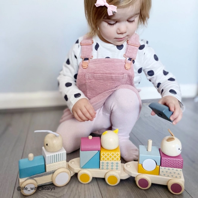 Bigjigs Baby Drewniany pociąg ze zwierzątkami