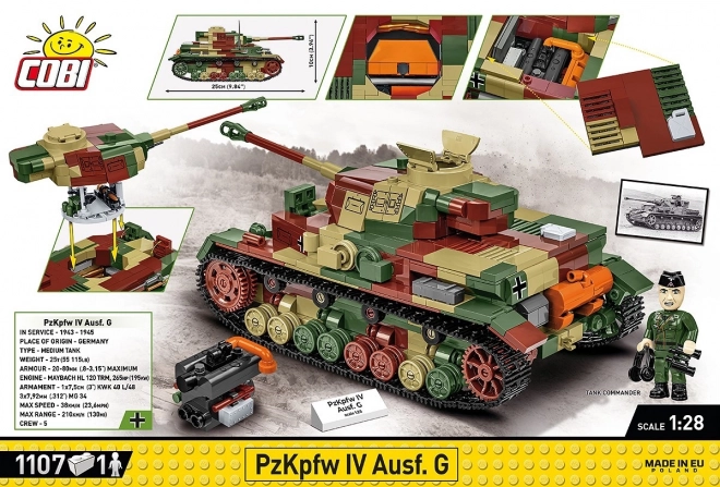 Zestaw II Wojna Światowa Panzerkampfwagen IV Ausf. G z 1107 elementów