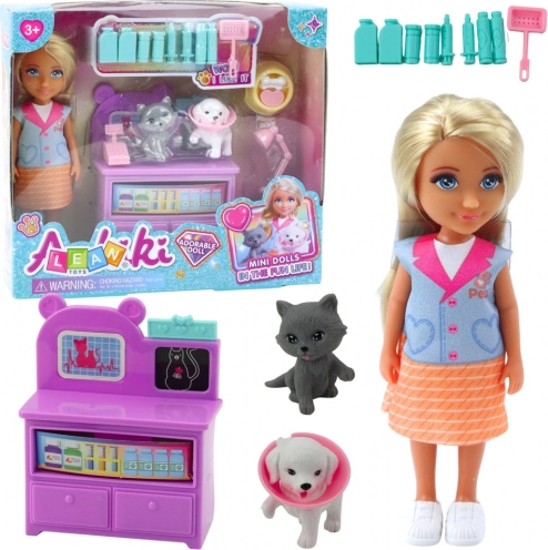 Mini lalka weterynarz ze zwierzątkami i akcesoriami