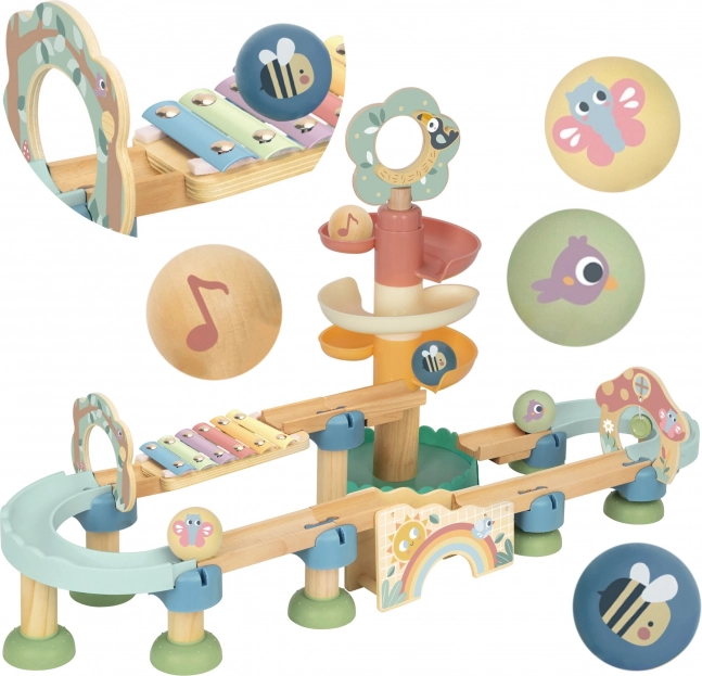 Drewniana kulkowa ścieżka z ksylofonem Tooky Toy 44 szt.