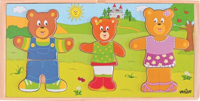 WOODY układanka ubieranka – rodzina misiów