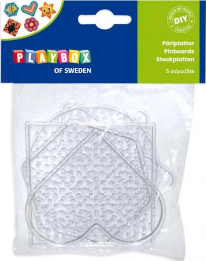 Podkładki do koralików do zaprasowywania PLAYBOX – zestaw kształtów, 5 szt.