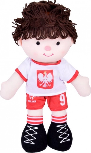 Materiałowa pluszowa lalka piłkarz w polskim stroju