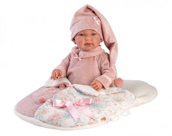 Llorens 84450 NEW BORN - realistyczna lalka niemowlę z dźwiękami i miękkim materiałowym ciałem - 44 cm