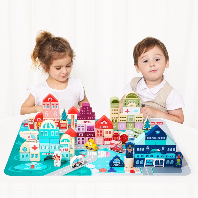 ECOTOYS Drewniane klocki Miasto