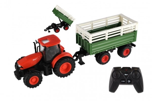 Dziecięcy traktor ZETOR na zdalne sterowanie z przyczepą, światłami i dźwiękami, 42 cm