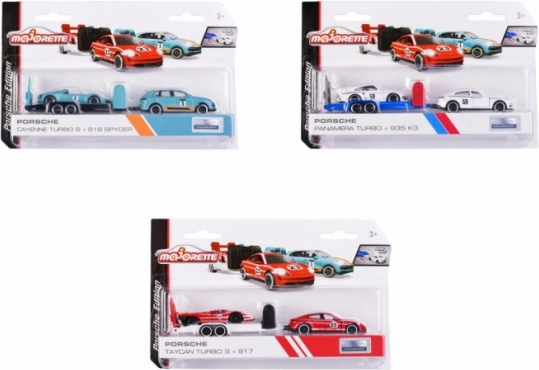 Majorette Porsche z przyczepą, mix 3 wariantów