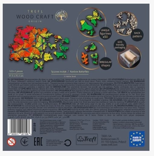 Drewniane puzzle Trefl Wood Craft Tęczowe motyle 501 elementów