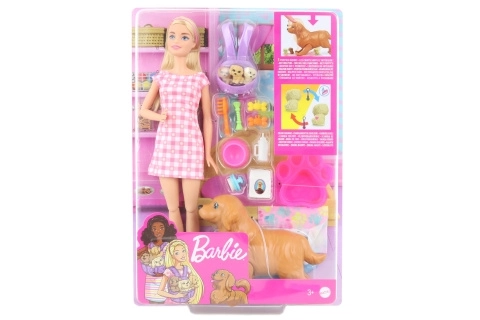 Mattel lalka Barbie i nowo narodzone szczeniaczki