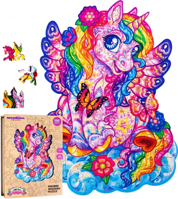 Drewniane kolorowe puzzle - Bajkowy jednorożec
