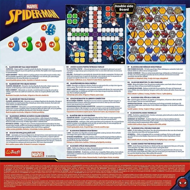 Zestaw gier 2w1 Człowieku, nie irytuj się, Węże i drabiny Spider-Man w pudełku 25x25x5,5cm