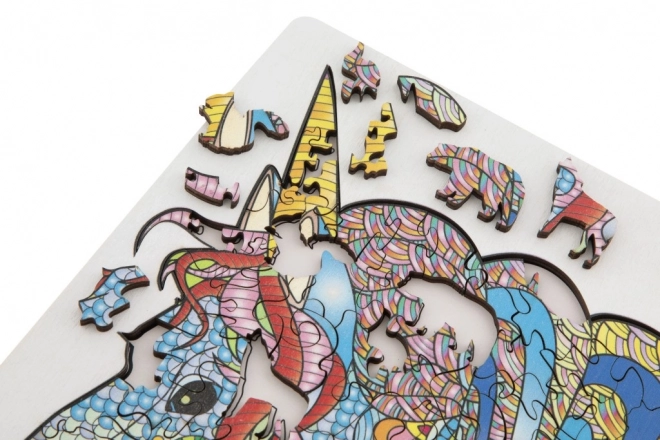 Drewniane puzzle jednorożec
