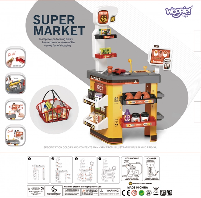 Interaktywne supermarkety dla dzieci z akcesoriami