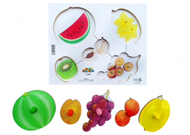 Drewniane puzzle planszowe 6 części - Obieramy i kroimy płody