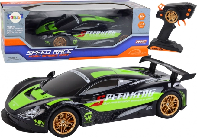 rc samochód sportowy rc 1:10 zielono‑czarny z LED i 2,4 GHz