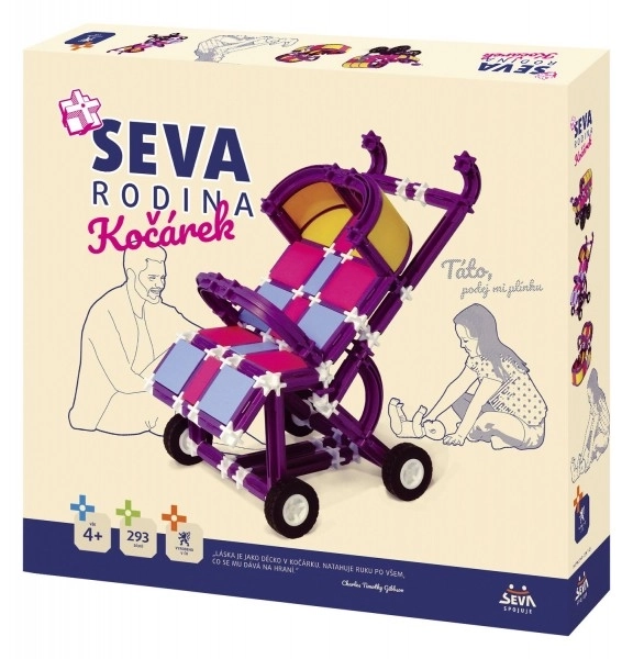 Klocki SEVA RODZINA Wózek plastikowy 293 elementy w pudełku 35x33x5cm 4+