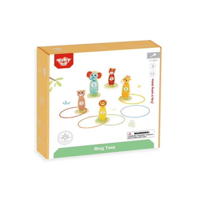 Drewniana gra zręcznościowa Tooky Toy - rzut do celu zwierzęta