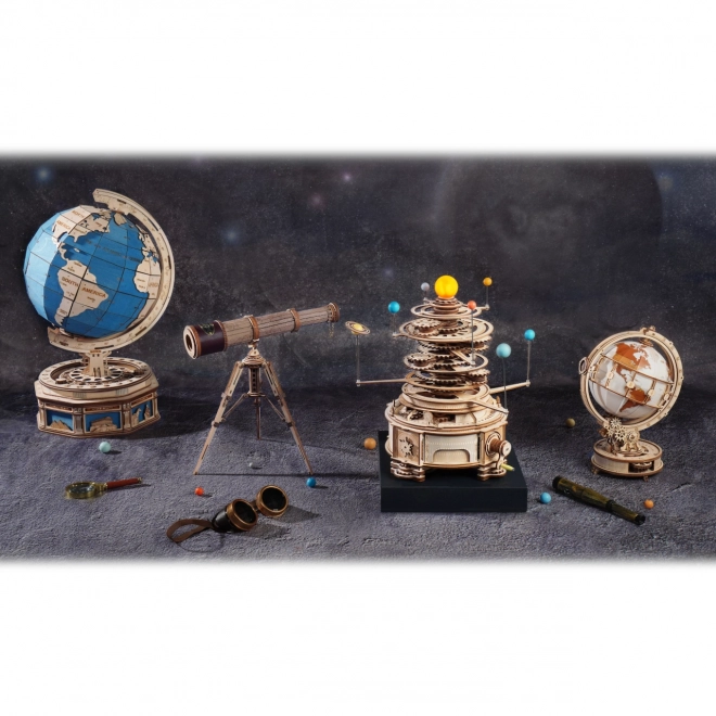 RoboTime 3D drewniane mechaniczne puzzle Świecący globus