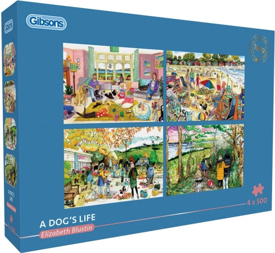 GIBSONS puzzle Pieskie życie 4×500 elementów