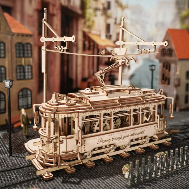 RoboTime 3D drewniane mechaniczne puzzle Tramwaj