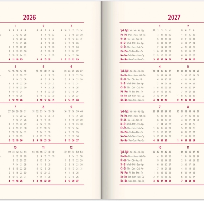 Notique Tygodniowy Dziennik Czarny-Złoty 2026