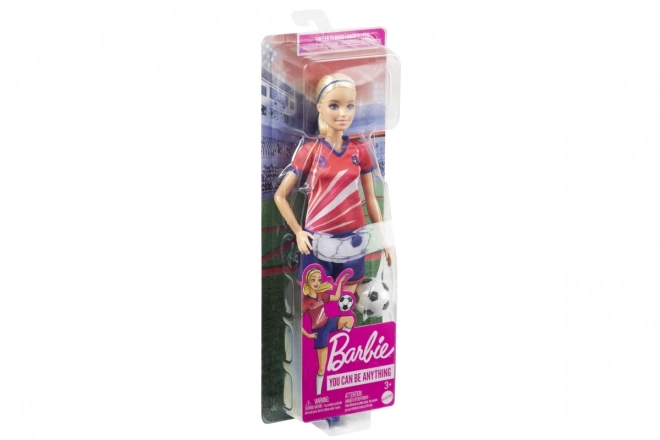 Lalka Barbie piłkarka w czerwonym stroju