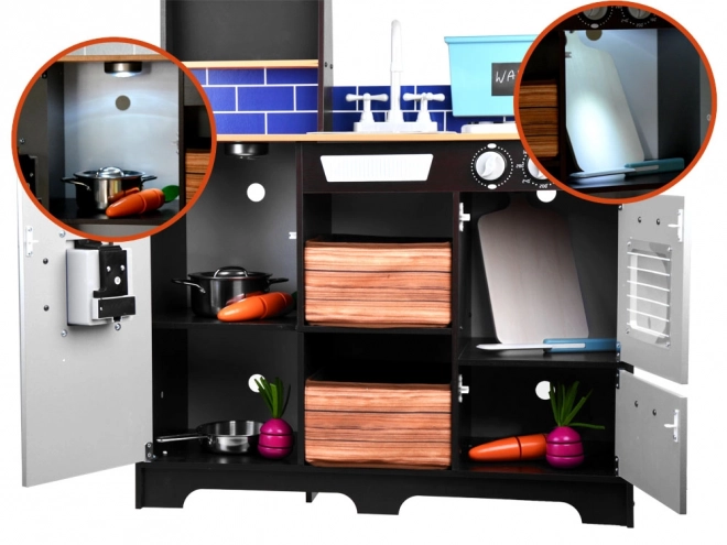 Dziecięca drewniana kuchnia Loft z lodówką