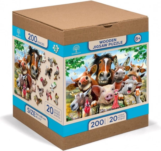 Drewniane puzzle z figurkami – życie na farmie