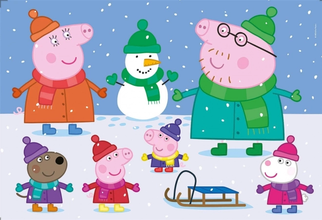 Puzzle Świnka Peppa Zima MAXI 104 elementy