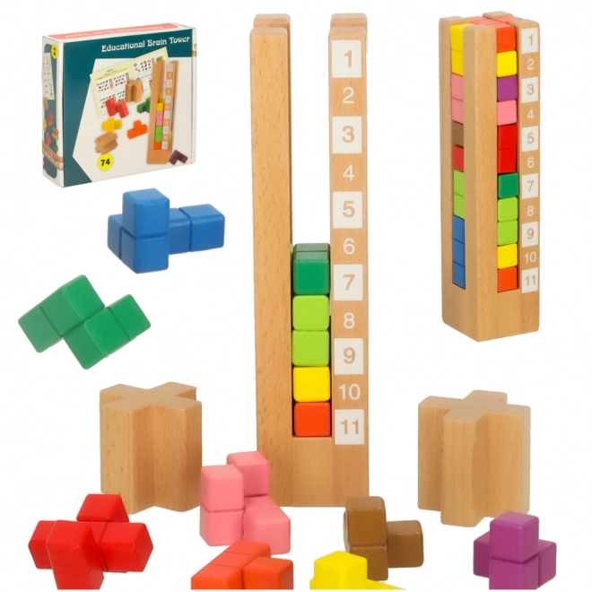 Kolorowe drewniane edukacyjne klocki Montessori