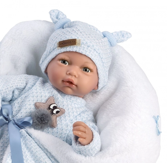 Guca 10221 HUGO - realistyczna lalka niemowlę z dźwiękami i miękkim materiałowym ciałem - 38 cm