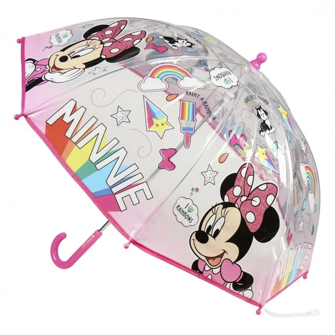 Dziecięcy manualny parasol Disney Minnie przezroczysty