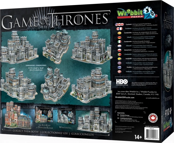 WREBBIT 3D puzzle Gra o tron: Winterfell 910 elementów