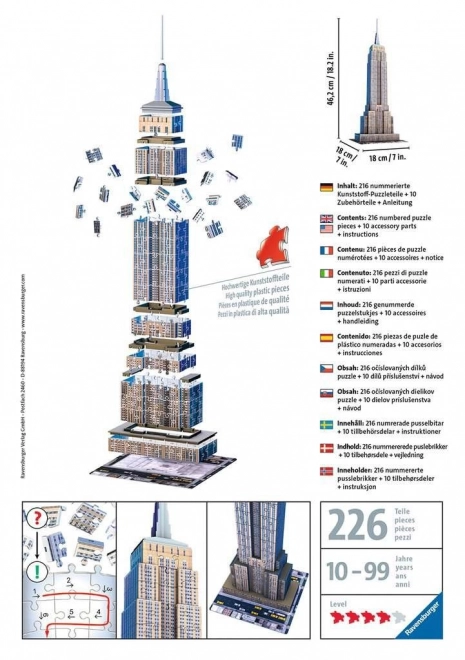 3D puzzle Empire State Building Nowy Jork od Ravensburger 216 elementów