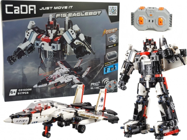 Klocki CADA robot i myśliwiec F15 2w1 zdalnie sterowane, 917 elementów