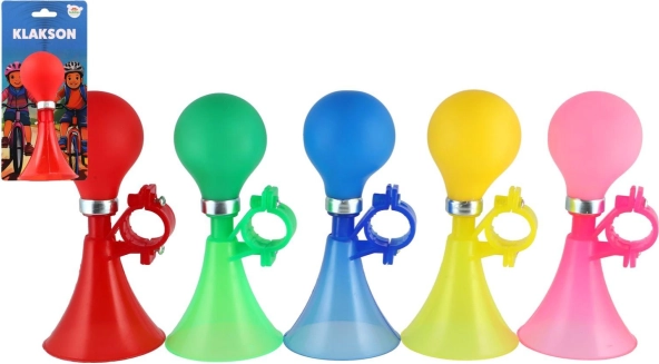 Klakson rowerowy z gumową gruszką, 14 cm – różne kolory