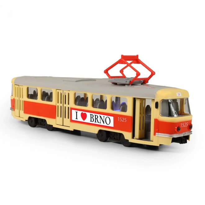 Tramwaj, który ogłasza przystanki w języku czeskim 28 cm BRNO